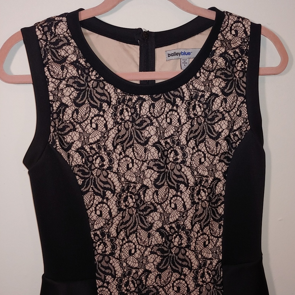 Bailey Blue - Black & Blush Cocktail Peplum Dress